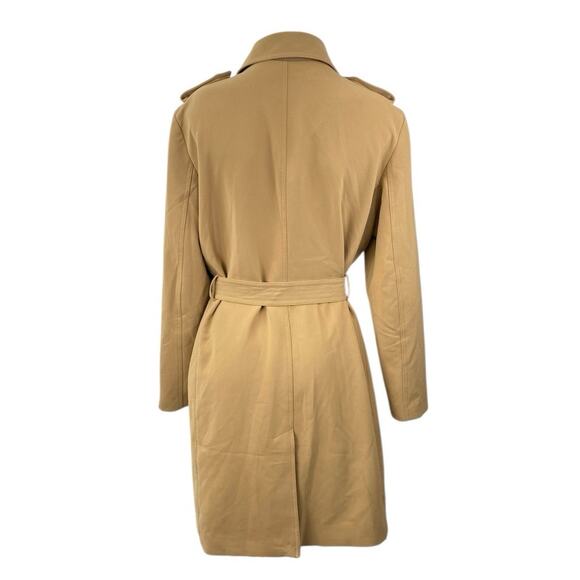 H&M Women's Brown Tan Double Breasted Belted Long Sleeve Trench Coat Jacket Sz M - Picture 3 of 6